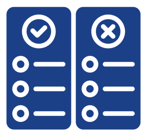Checklist icons with check and cross marks