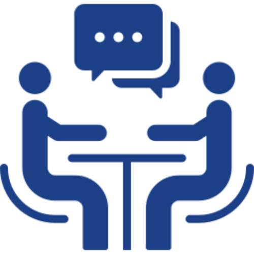 Meeting discussion symbol in blue