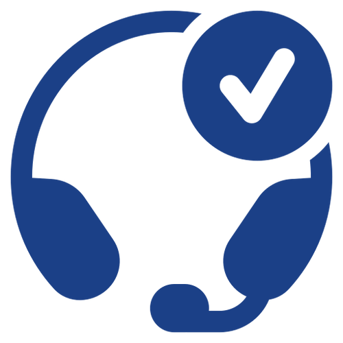 Blue headset with approval check