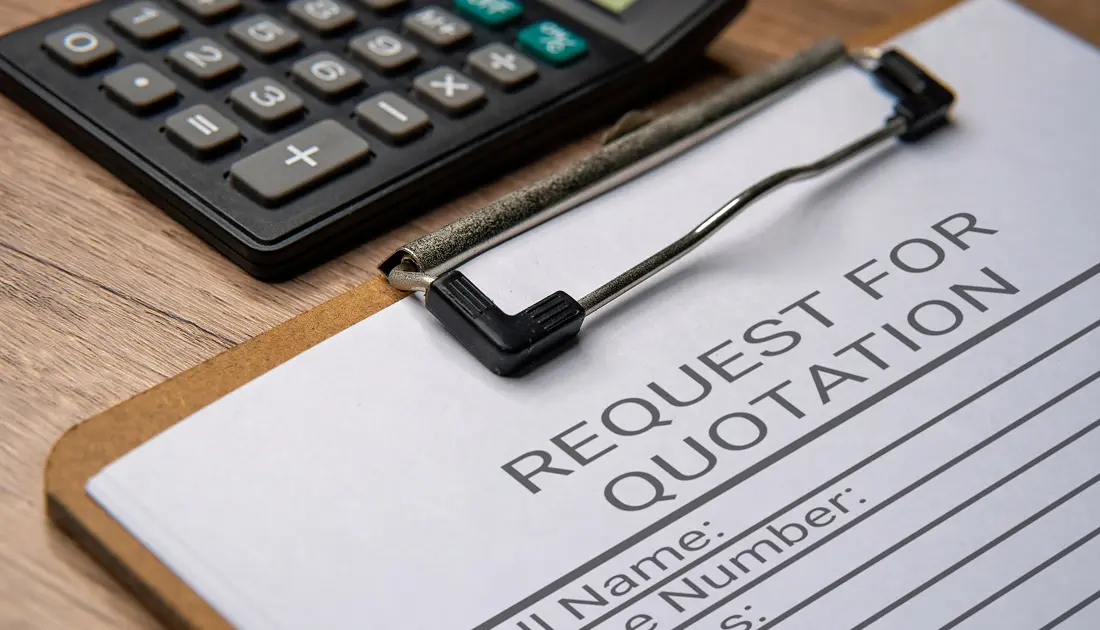 Quotation request form with calculator