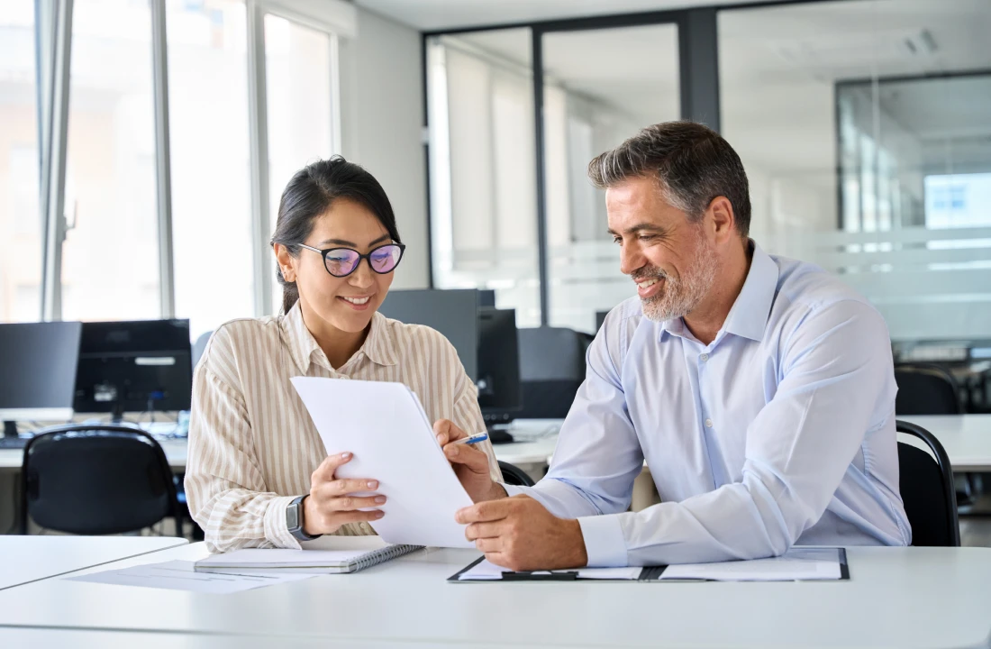 Business meeting in modern workspace