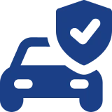 Vehicle insurance symbol with checkmark