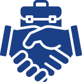 Handshake icon with briefcase