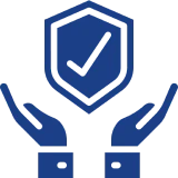 Security symbol with hands and shield