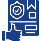 Document with shield and thumbs-up icon